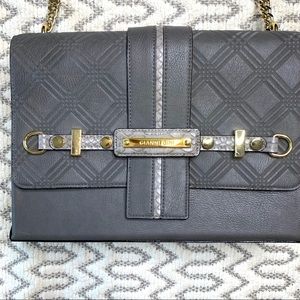 Gianni Binni Grey and Gold Crossbody Shoulder Purs